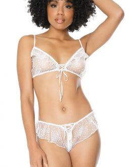 Coquette Adore You White Tulle Bralette with Boyshort