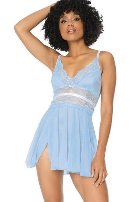 Coquette Ever After Blue Babydoll with Thong
