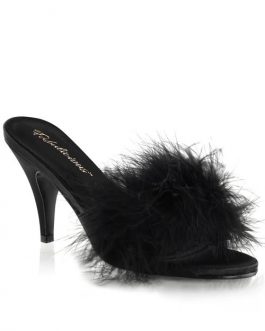Fabulicious by Pleaser Amour 3″ Heel Black Marabou Puff Slipper