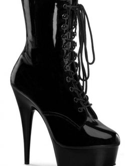 Pleaser Delight 6 Heel Black Patent Platform Ankle Boot