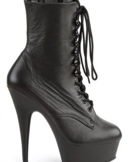 Pleaser Delight Ankle Boot Black Faux Leather/Black
