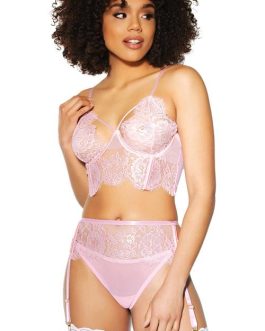 Coquette Pine For Me Longline Bra with Garter Belt & Panty